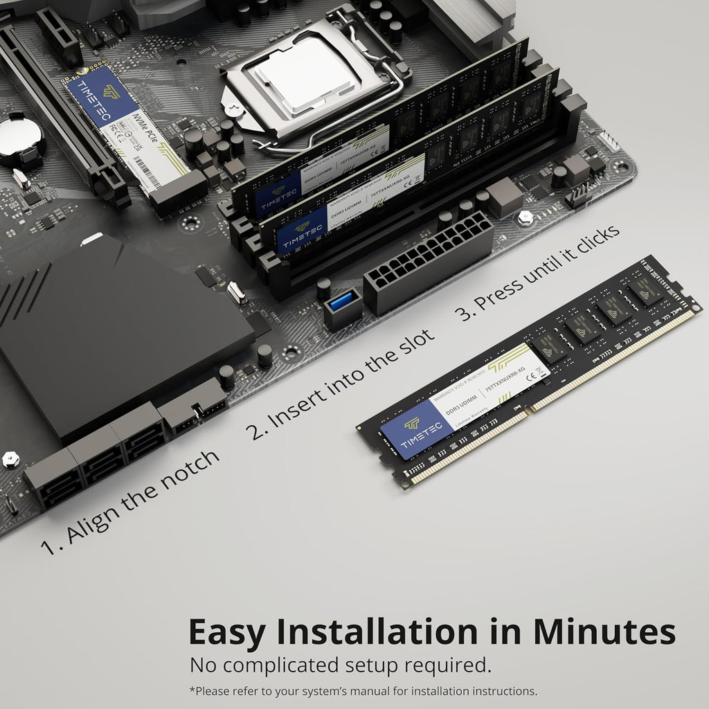 80GB Kit(10X8Gb) DDR3L / DDR3 1600Mhz (DDR3L-1600) PC3L-12800 / PC3-12800 Non-Ecc Unbuffered 1.35V/1.5V CL11 2Rx8 Dual Rank 240 Pin UDIMM Desktop PC Computer Memory RAM(SDRAM) Module Upgrade