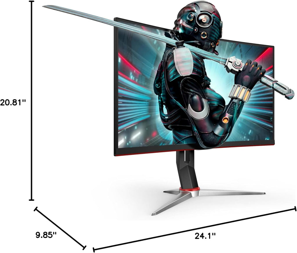 CQ27G2 27" Super Curved Frameless Gaming Monitor QHD 2K, 1500R VA, 1Ms, 144Hz, Freesync, Height Adjustable, 3-Yr Zero Dead Pixel, Black/Silver
