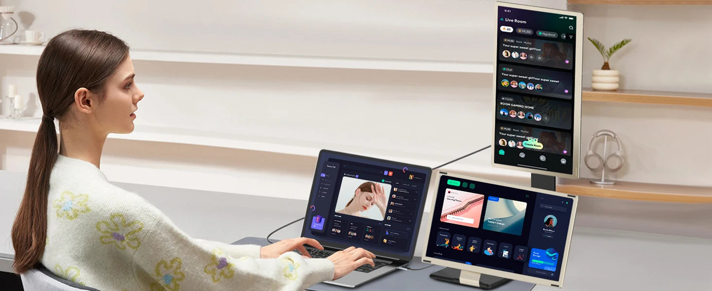 S6 15.6" Portable Triple Screen Laptop Monitor