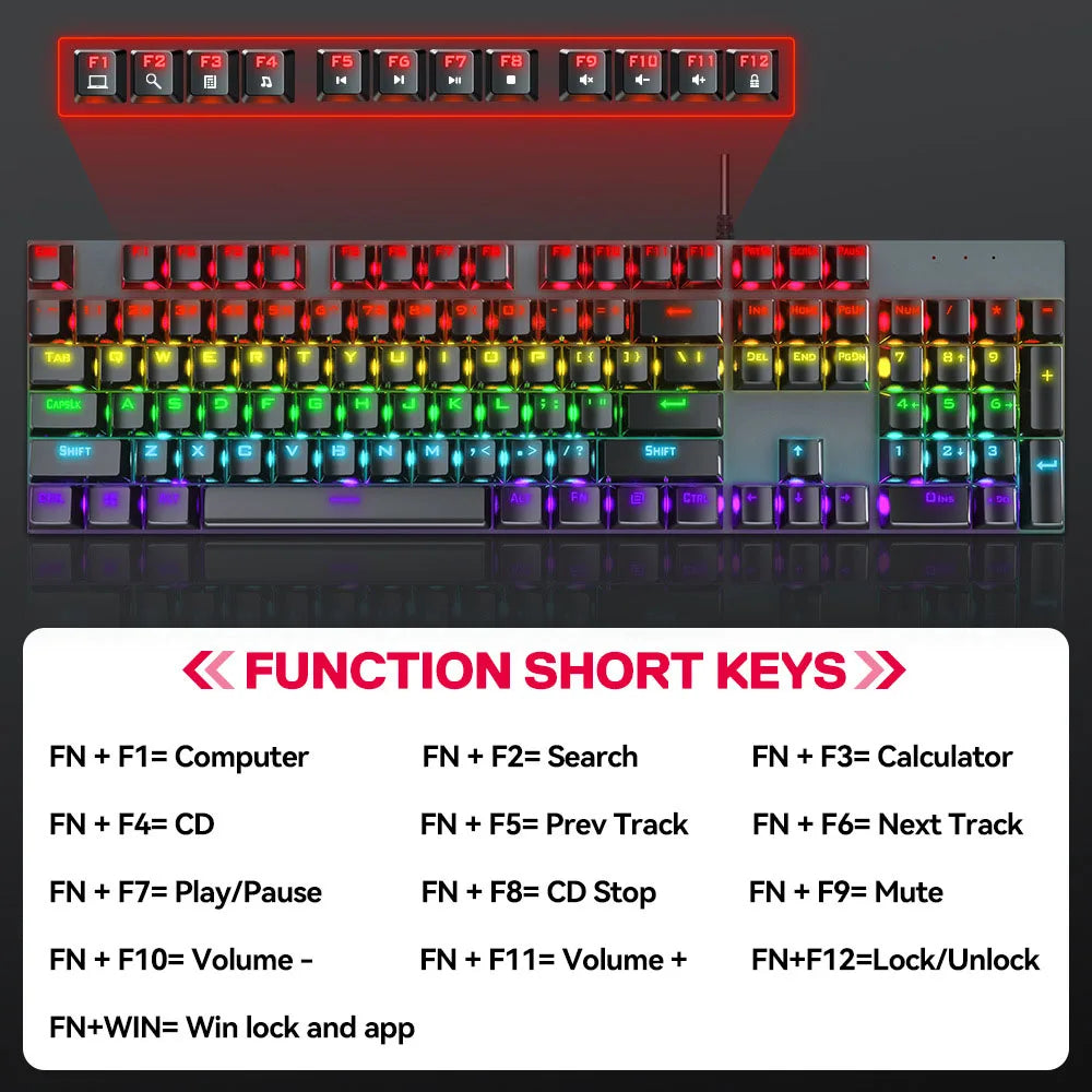 USB Wired RGB Mechanical Gaming Keyboard