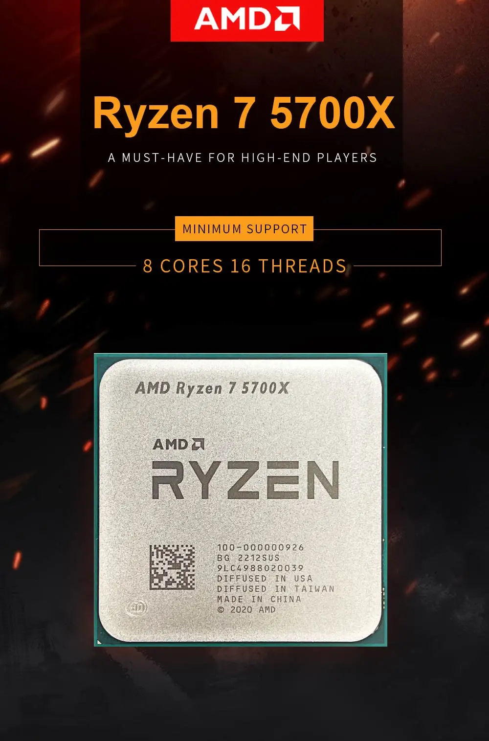 AMD Ryzen 7 5700X 8-Core 4.6GHz AM4 CPU