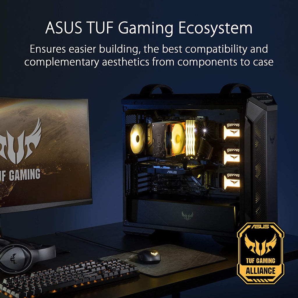 ASUS TUF Gaming GT501 Mid-Tower Gaming Case, EATX Support, Pre-Installed 4 Case Fans, USB 3.0 Front Panel, Smoked Tempered Glass, Steel Construction, 2 Year Warranty